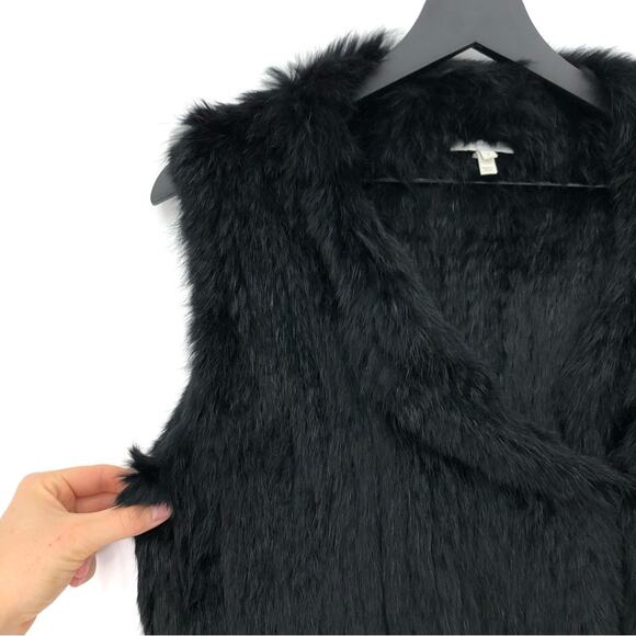 JOIE Andoni Rabbit Fur Vest Black S - Picture 2 of 9